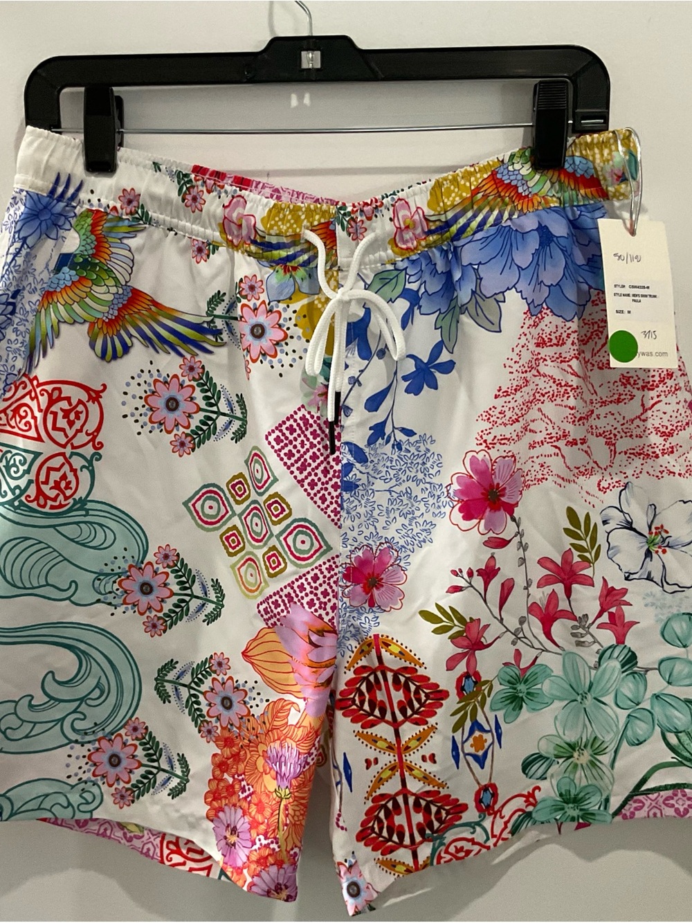 Johnny Was Unisex lined Multicolor Print Swim Trunks Sz men’s M women’s L NWT